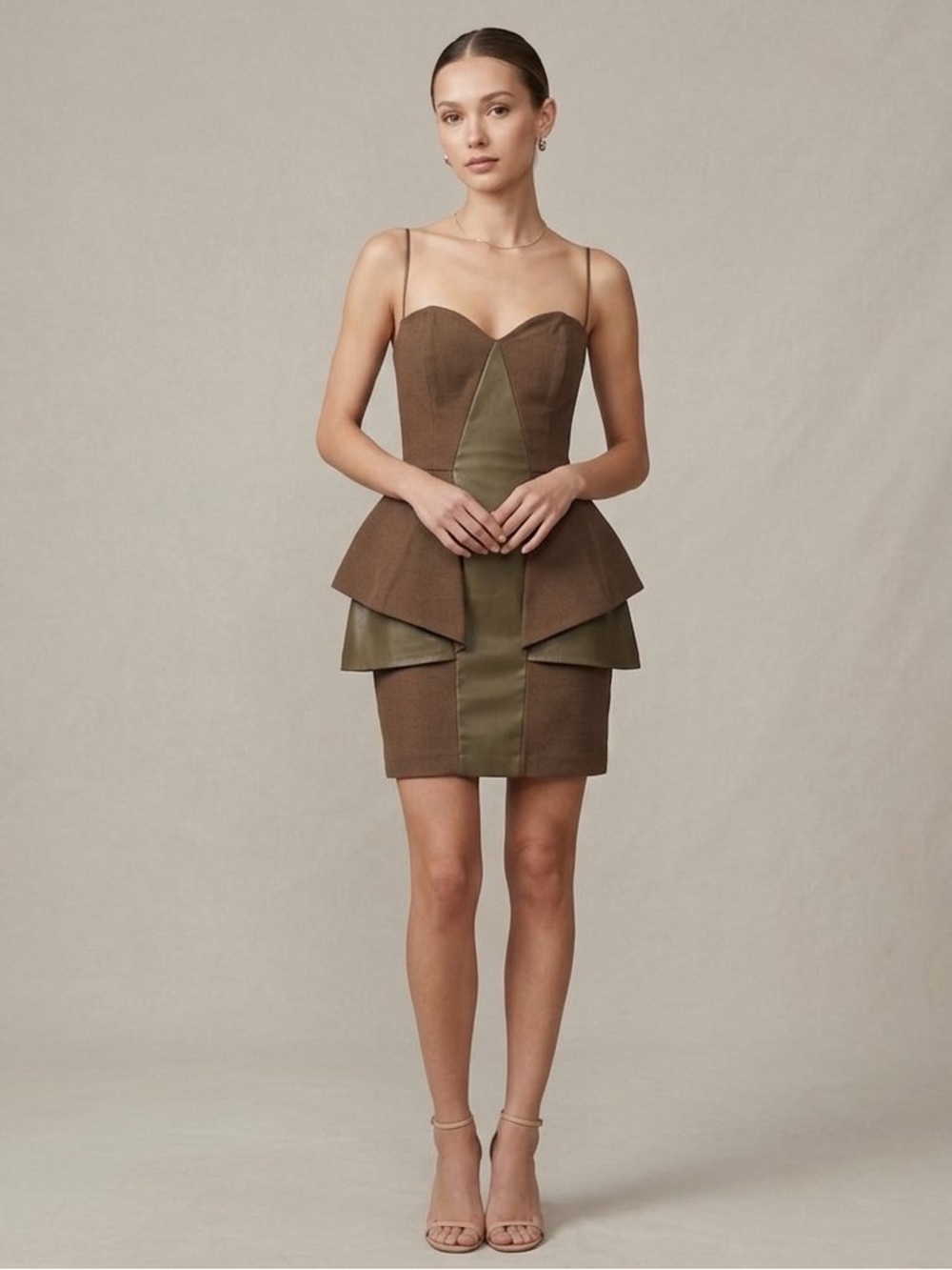 ASOS Brown/Olive Strapless Dress (2)